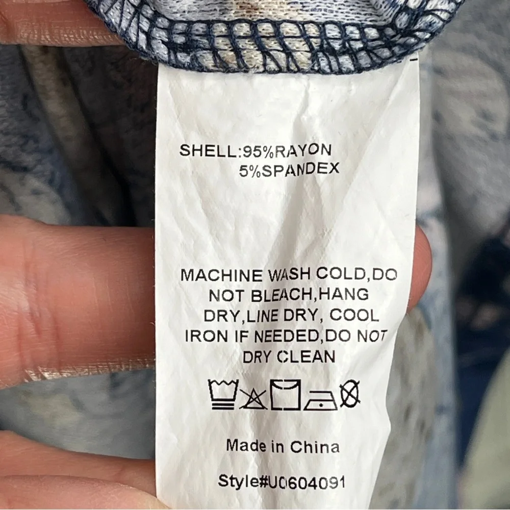 Suzanne Betro Navy Floral Wrap Maxi Dress Ruffle Hem Long Sleeve Plus 2X Boho - Picture 7 of 7